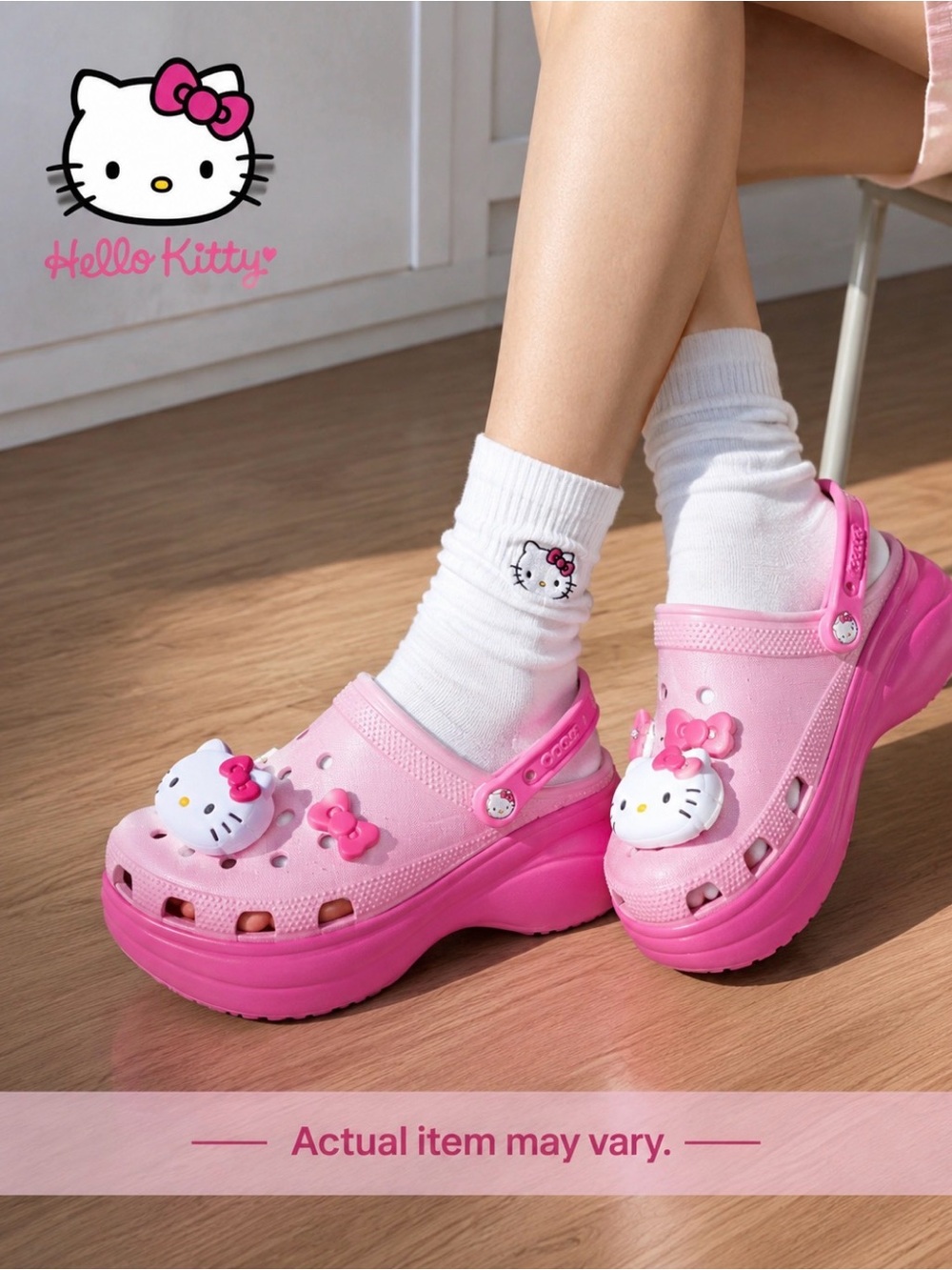 Crocs x Hello Kitty Pink Platform Clogs Jibbitz Women’s W9